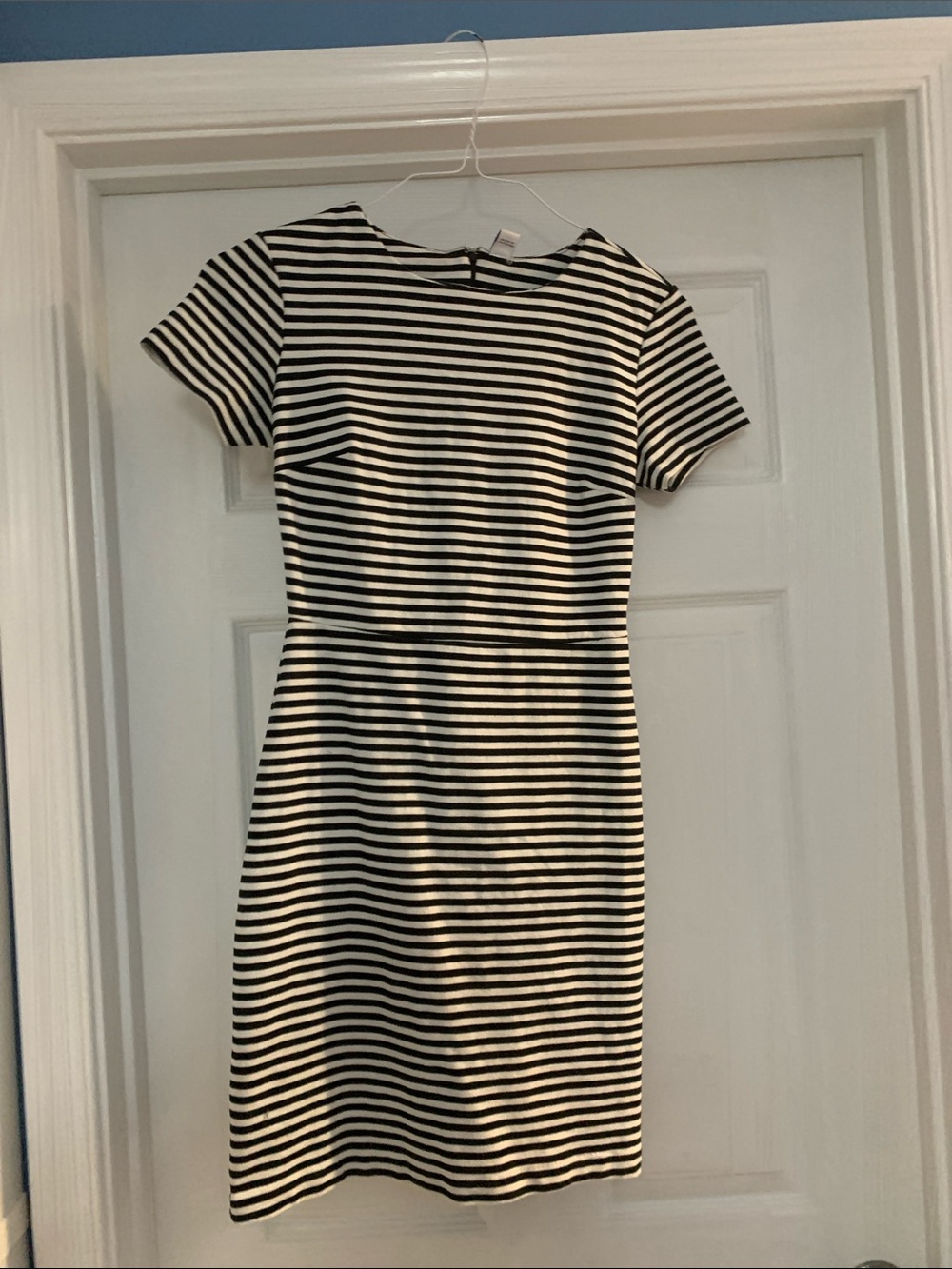 Black and White Striped Short Sleeve Dress
